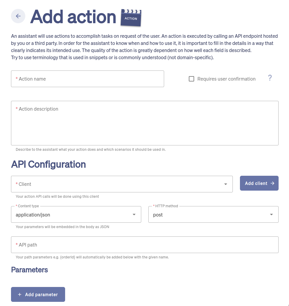 Action dashboard